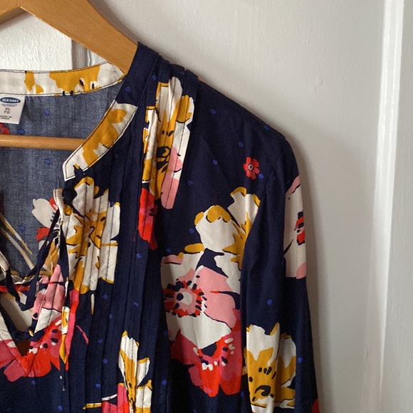 Old Navy Floral Long Sleeve Dress - Navy, Red, Yellow - Picture 2 of 7